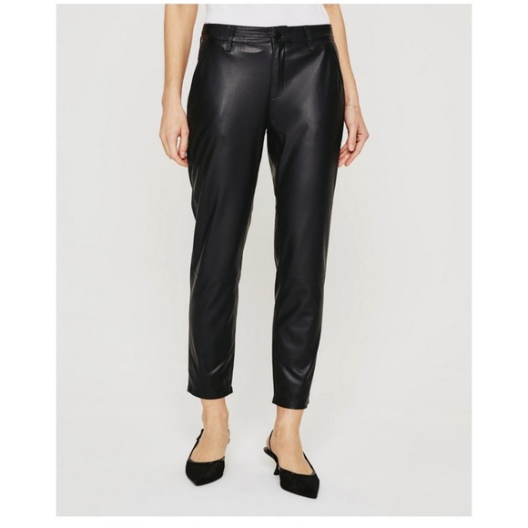 AG Adriano Goldschmied New Caden Black Leatherette Tailored Trouser - Picture 2 of 13